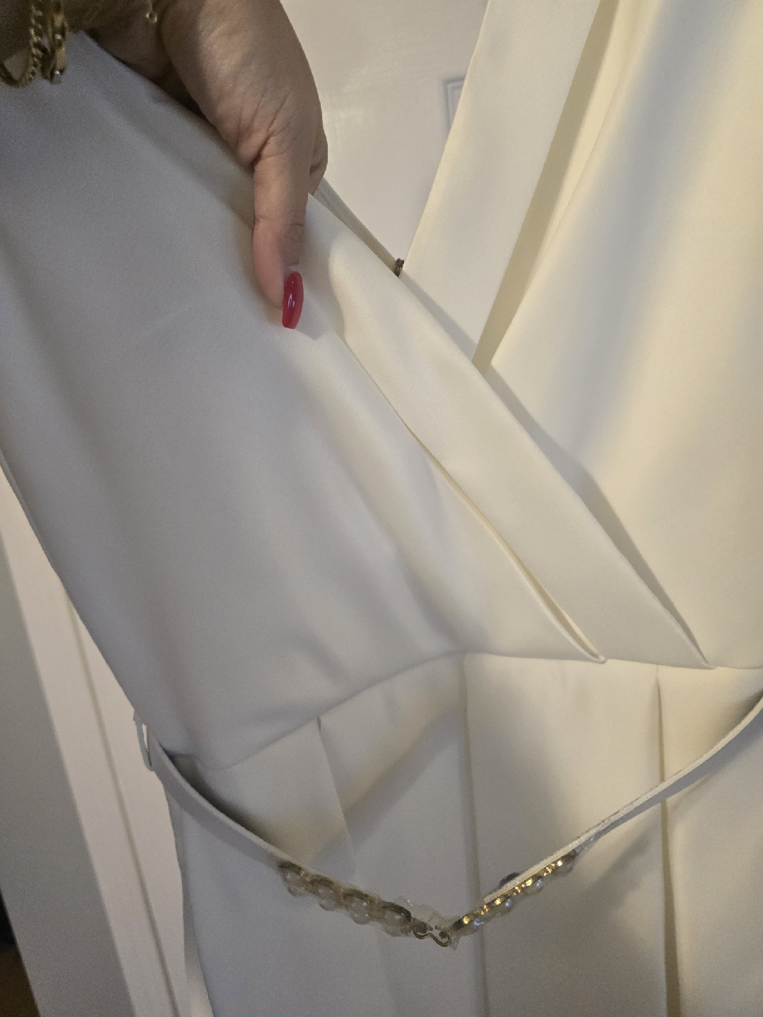 New turkish white Dress with Pearl Belt - photo 2