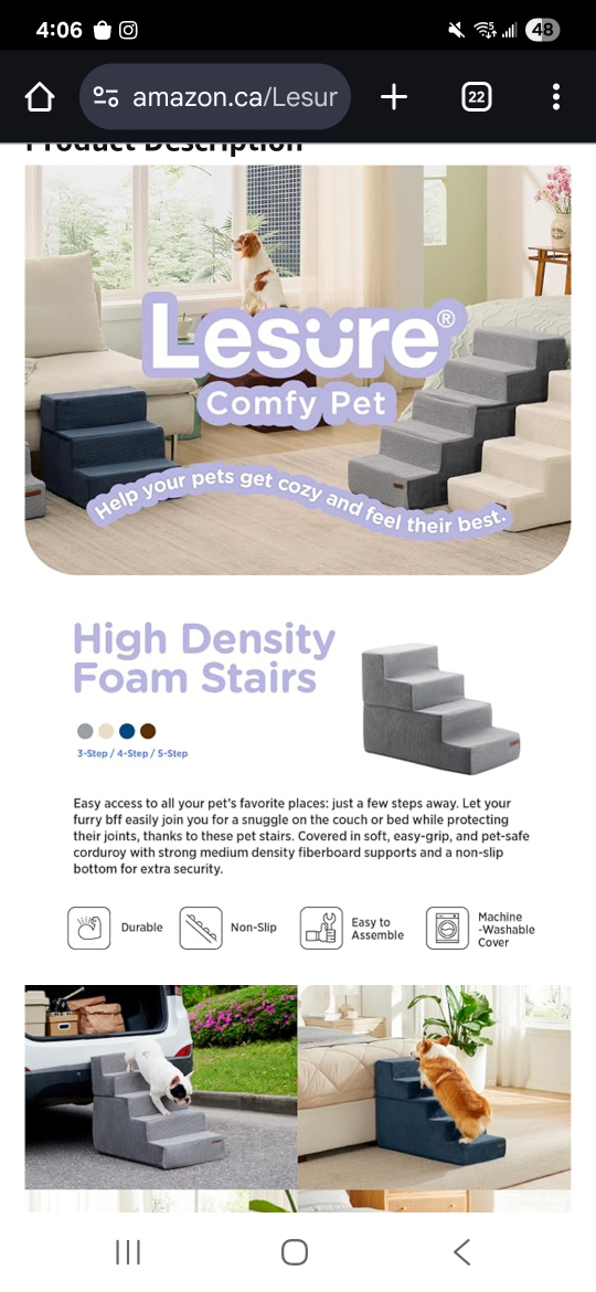Lesure 5-Step Dog Stairs - Grey - photo 3