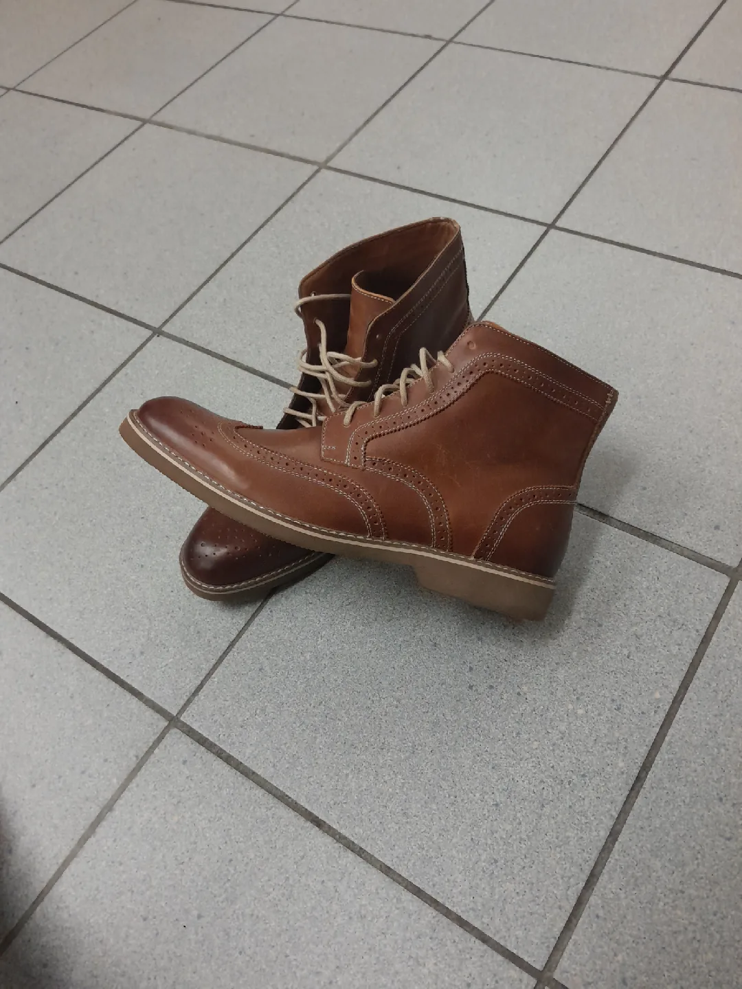 Brown Leather Wingtip Boots Original Bass Robert  Size 12