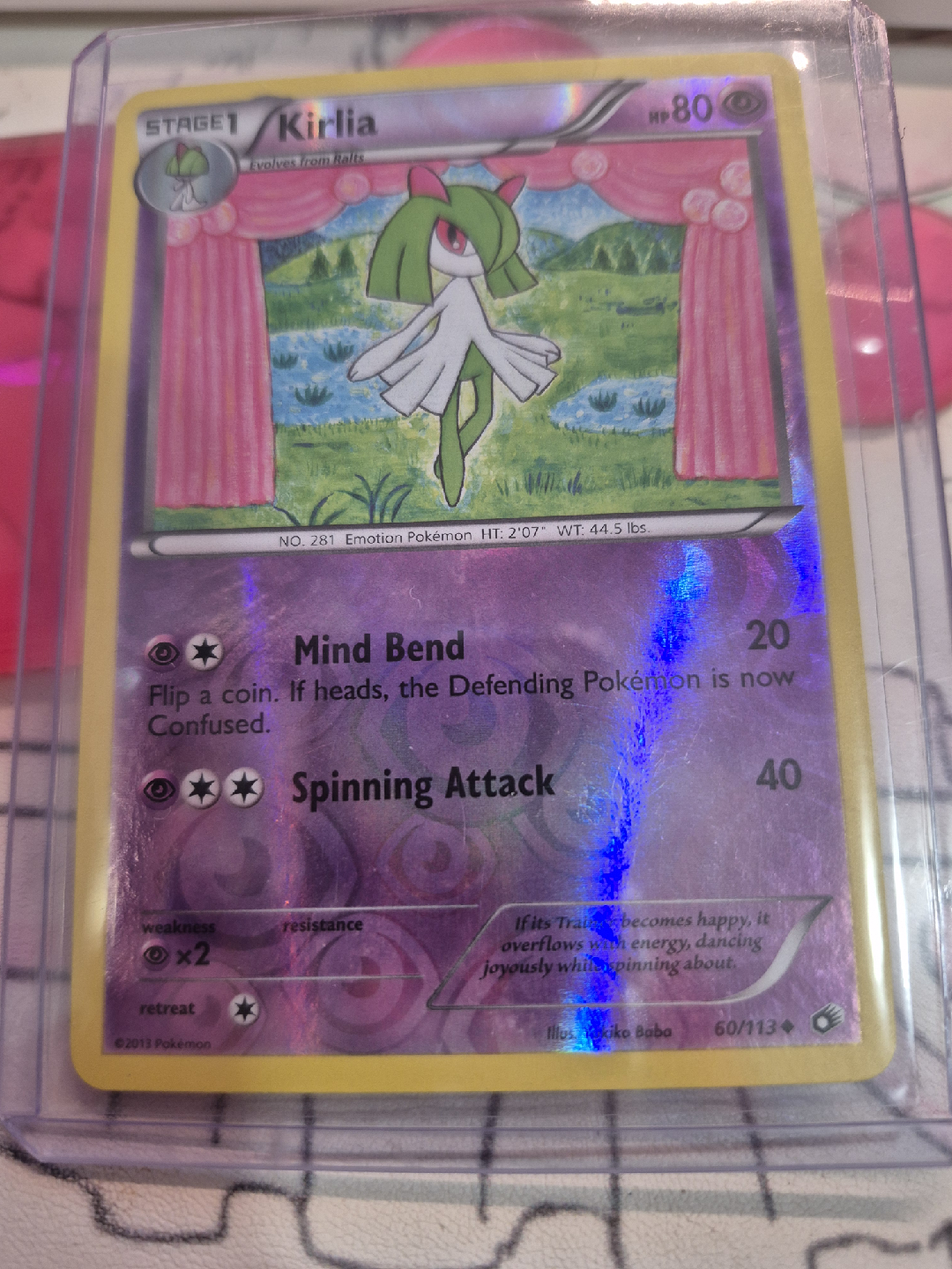 reverse holo kirlia pokemon card 60/113
