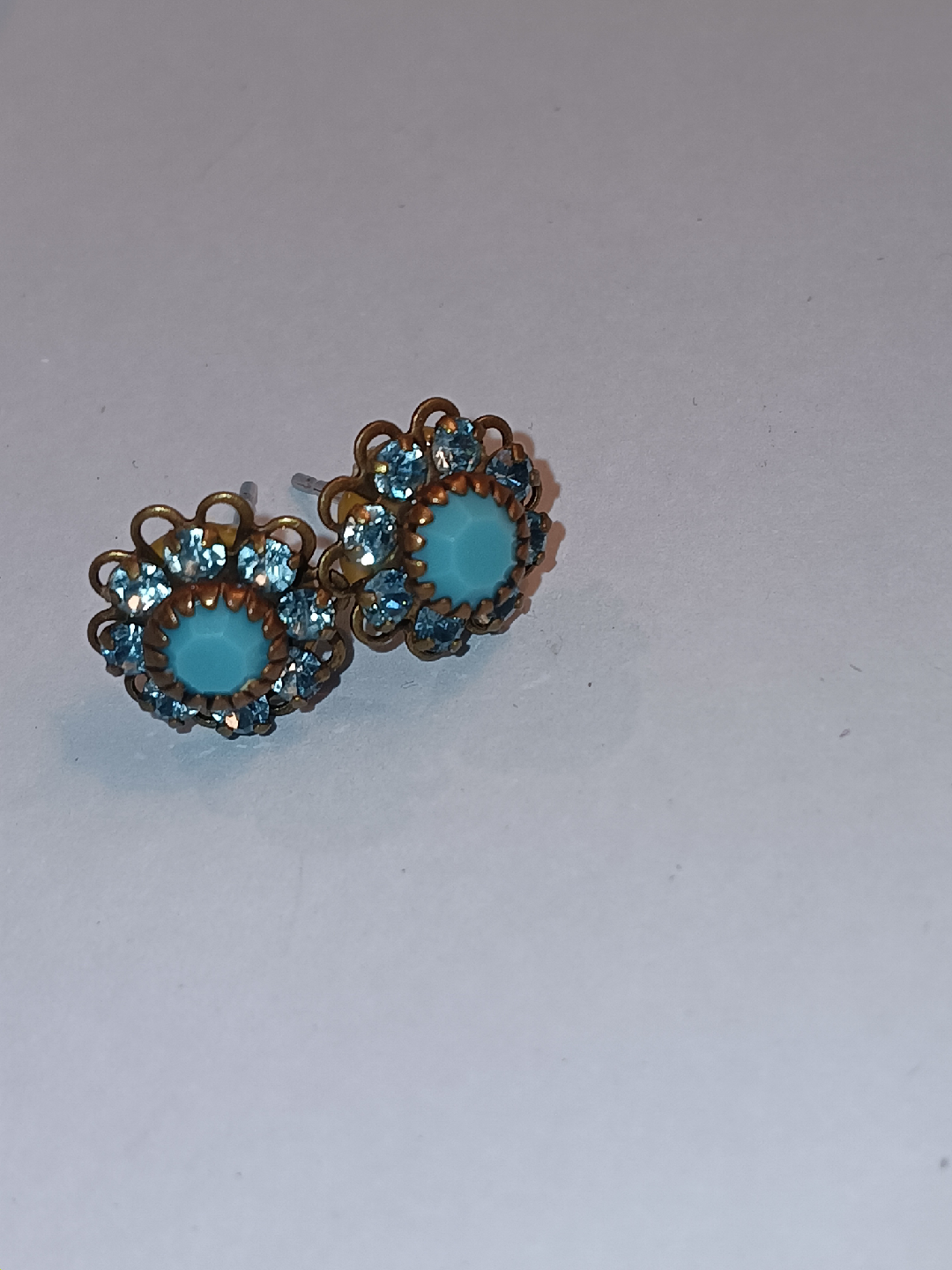Vintage Turquoise Flower Earrings