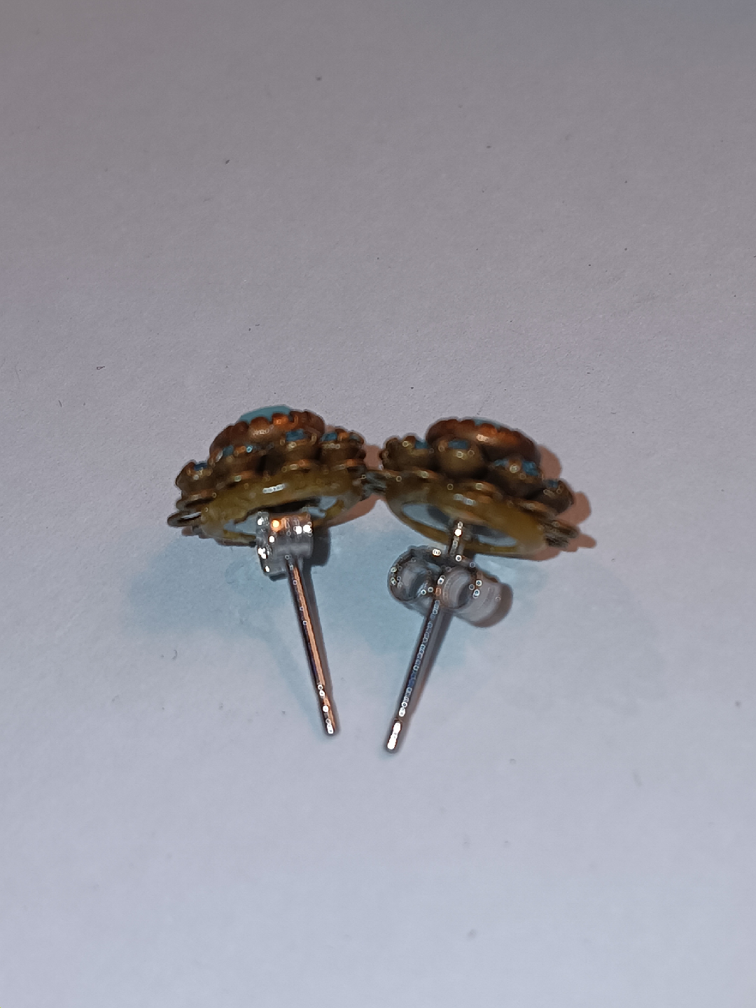 Vintage Turquoise Flower Earrings - photo 2