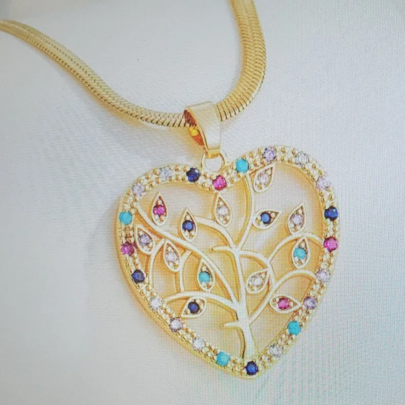 Gold Heart Tree of Life Pendant Necklace