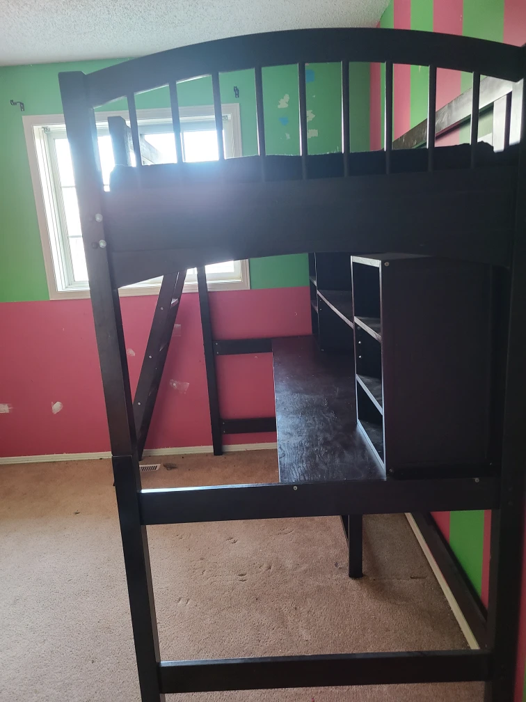 Dark Brown Loft Bed with Desk - photo 2