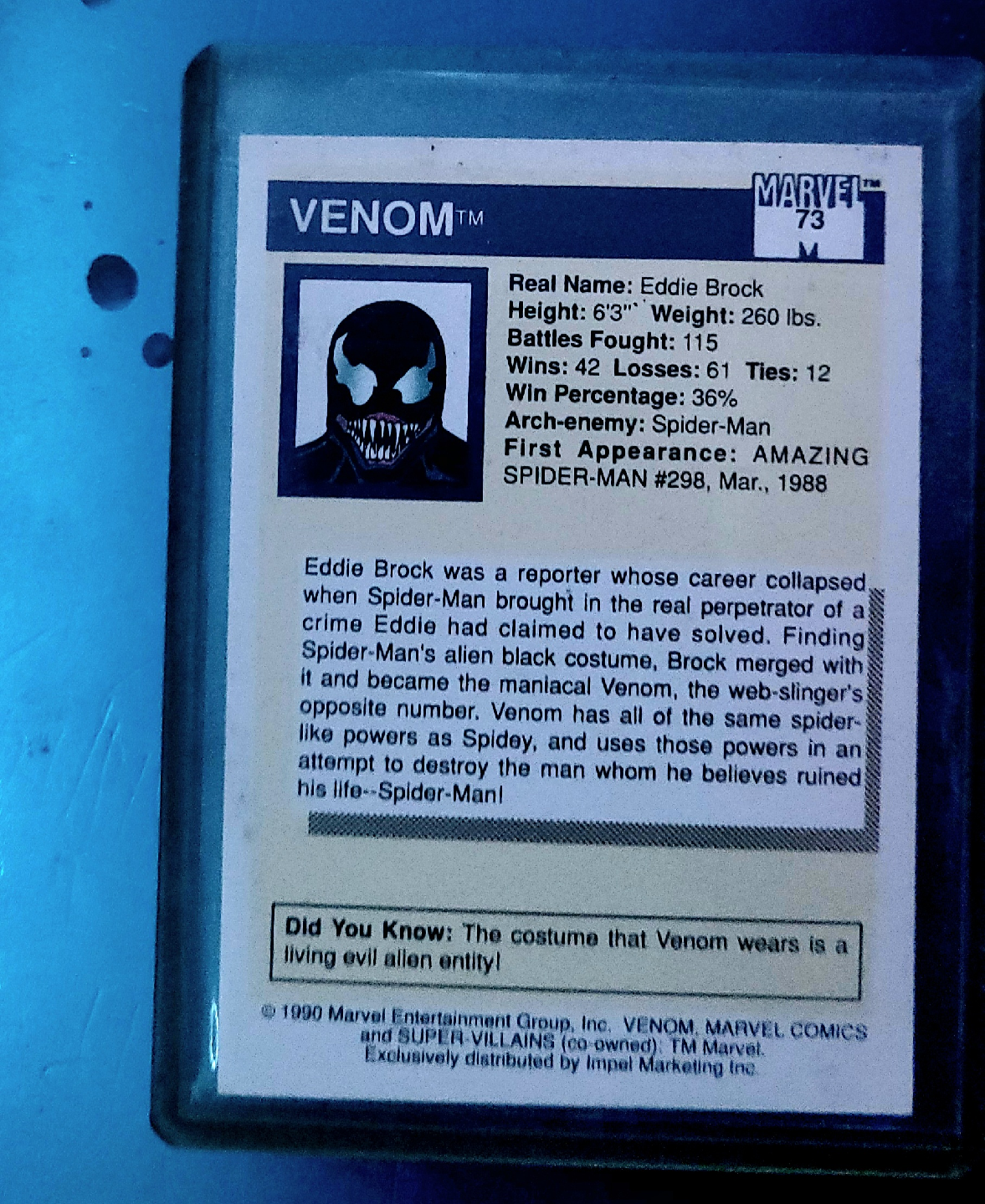Venom Marvel Super-Villains Trading Card - photo 3