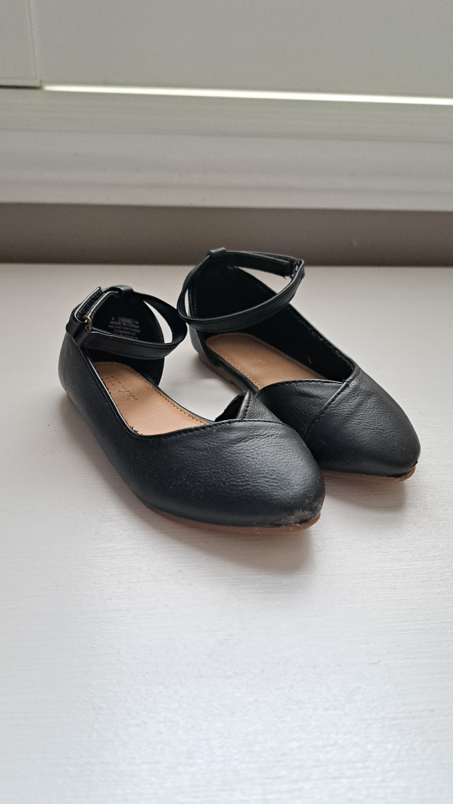 Old Navy Girls' Black Ankle Strap Flats - Size 9 - photo 2