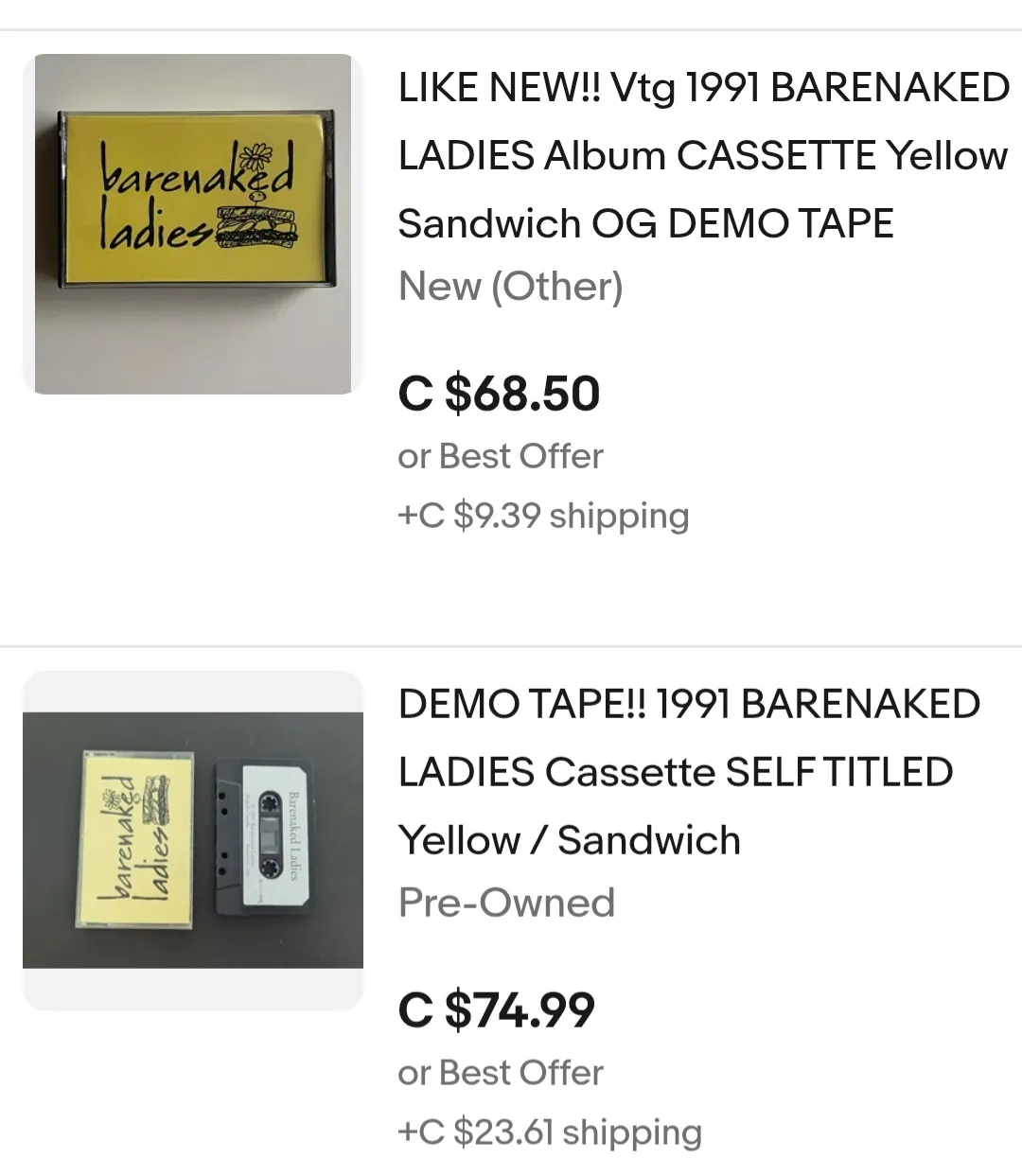 Barenaked Ladies RARE Demo Cassette Tape MINT image indicator(6)