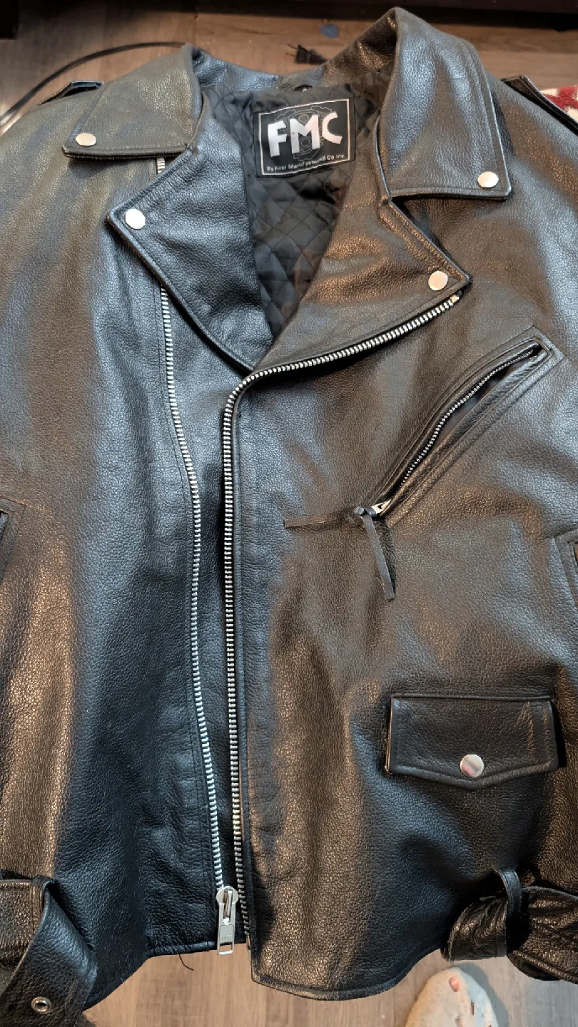 FMC Men's Leather Motorcycle Jacket, Size 64 image indicator(4)