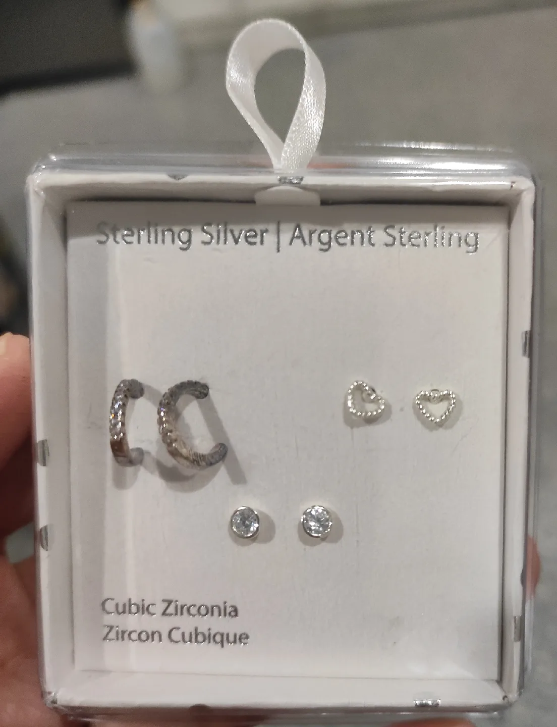 Sterling Silver & Cubic Zirconia Earrings - New thumbnail