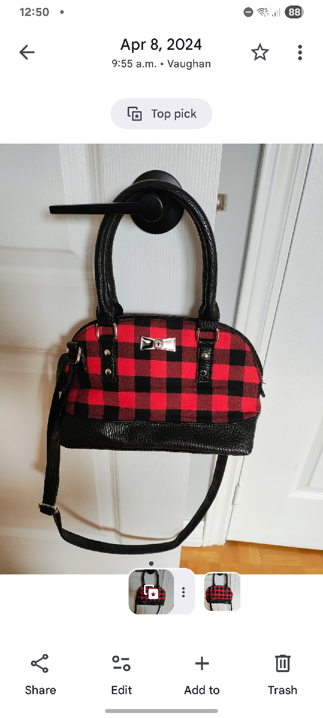 Red & Black Plaid Dome Purse