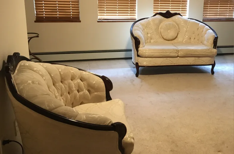 Antique Style Sofa and Loveseat Set - Cream thumbnail