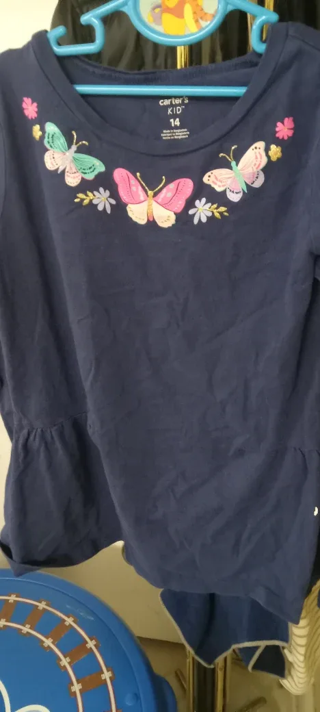 Carter's Kid Size 14 Navy Butterfly Top thumbnail