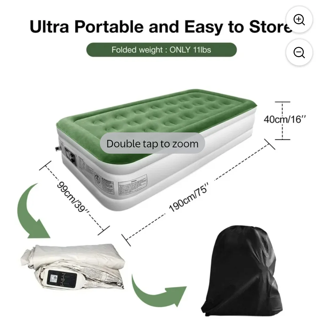 Zearna Twin Air Mattress with Built-in Pump - NEW image indicator(8)