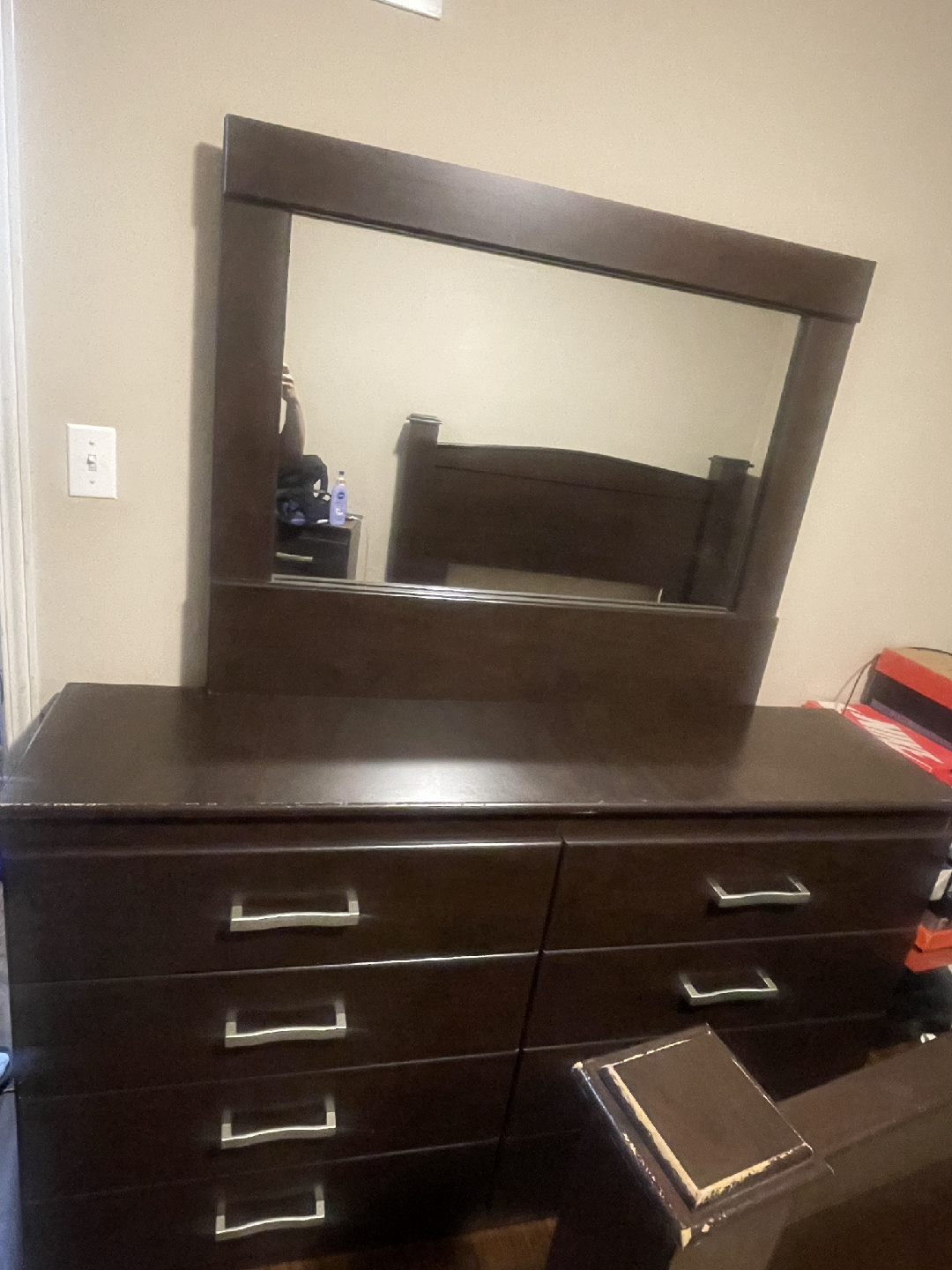Dark Brown Dresser with Mirror