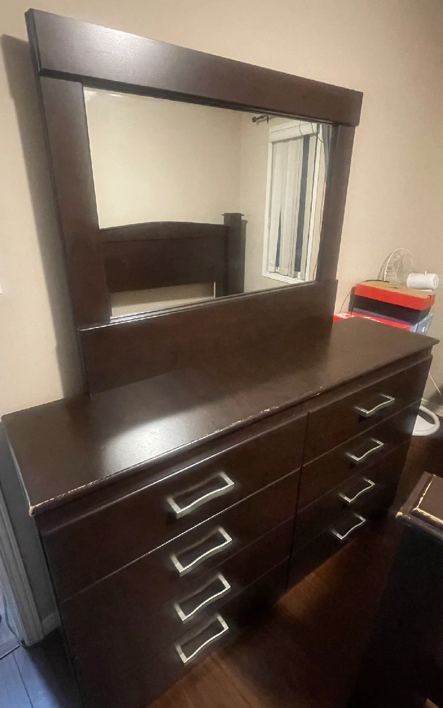 Dark Brown Dresser with Mirror image indicator(2)
