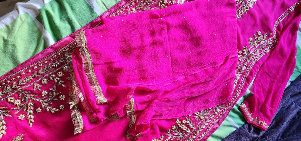 Shocking Pink Pakistani Shalwar Kameez – Gota Embroidery - photo 4