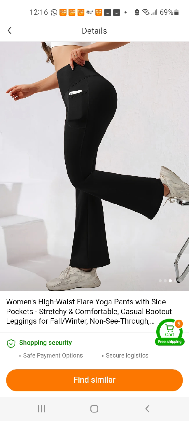 Black High-Waist Flare Yoga Pants with Pockets