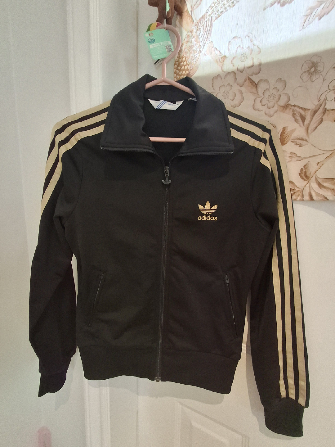 Adidas Track Jacket - Black & Gold, Size S