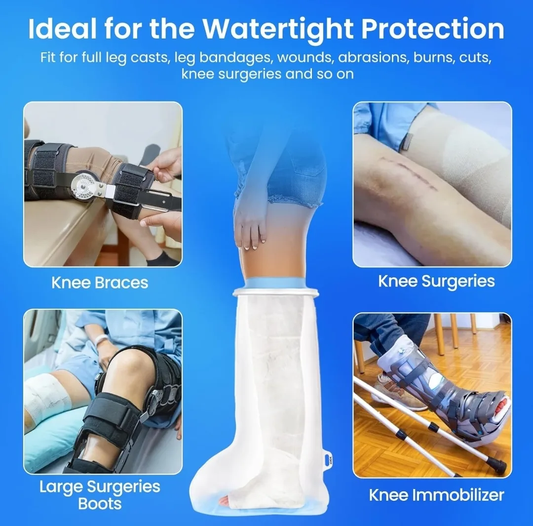 Anti-Slip & Extra Wide Waterproof Full Leg Cast Cover image indicator(2)
