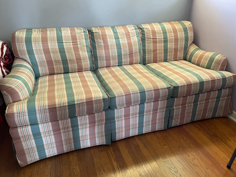 Striped Plaid Three-Seat Sofa