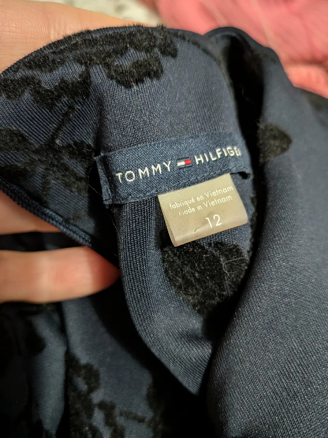 Tommy Hilfiger Blue Floral flocked Dress sz 12 image indicator(8)