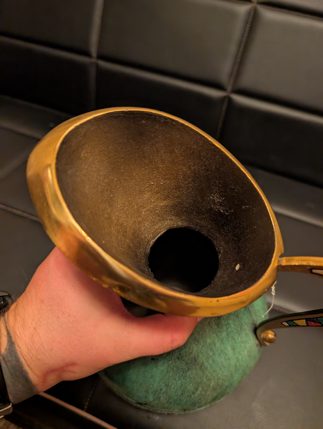 vintage dayagi verdigris green brass pitcher - photo 4