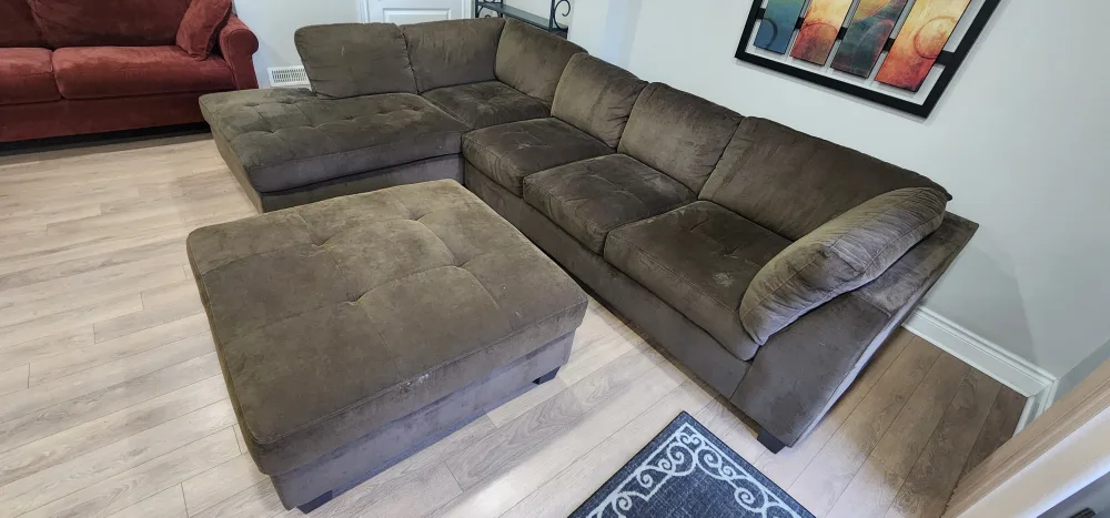 Brown Sectional Couch with Ottoman image indicator(3)