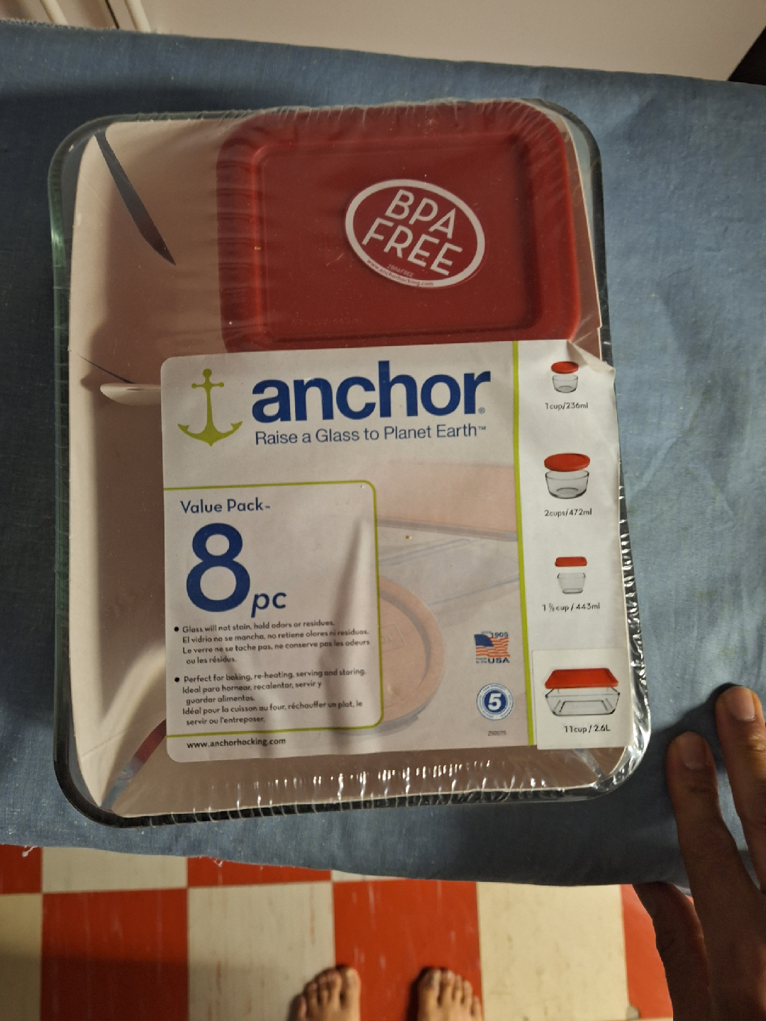 Anchor 8-Piece Glass Food Storage Set - New