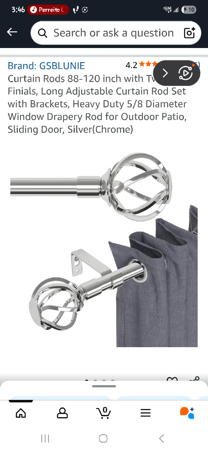 GSBLUNIE Curtain Rod 88-120 inch, Silver (Chrome)