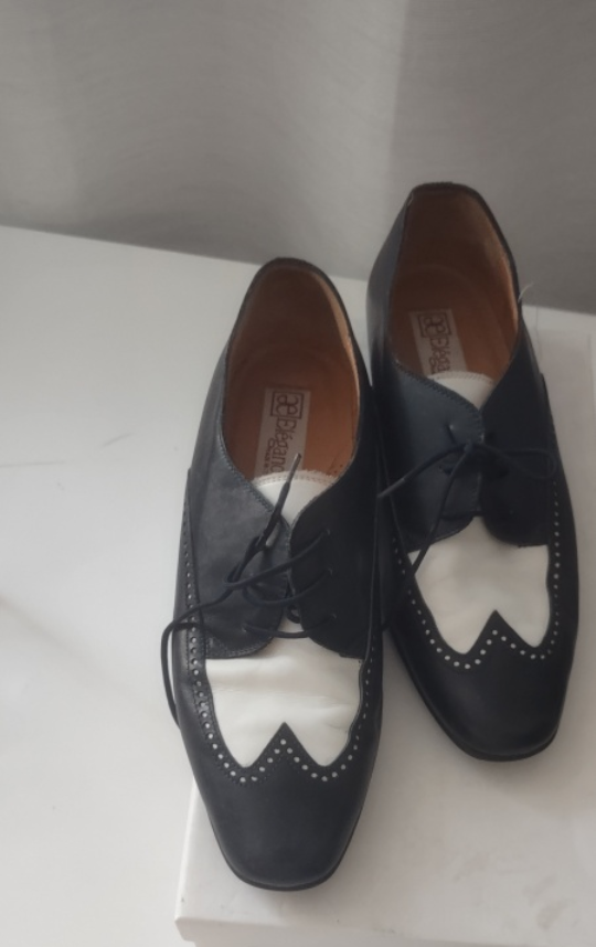Élégance deep Blue & White Leather Shoes - photo 3