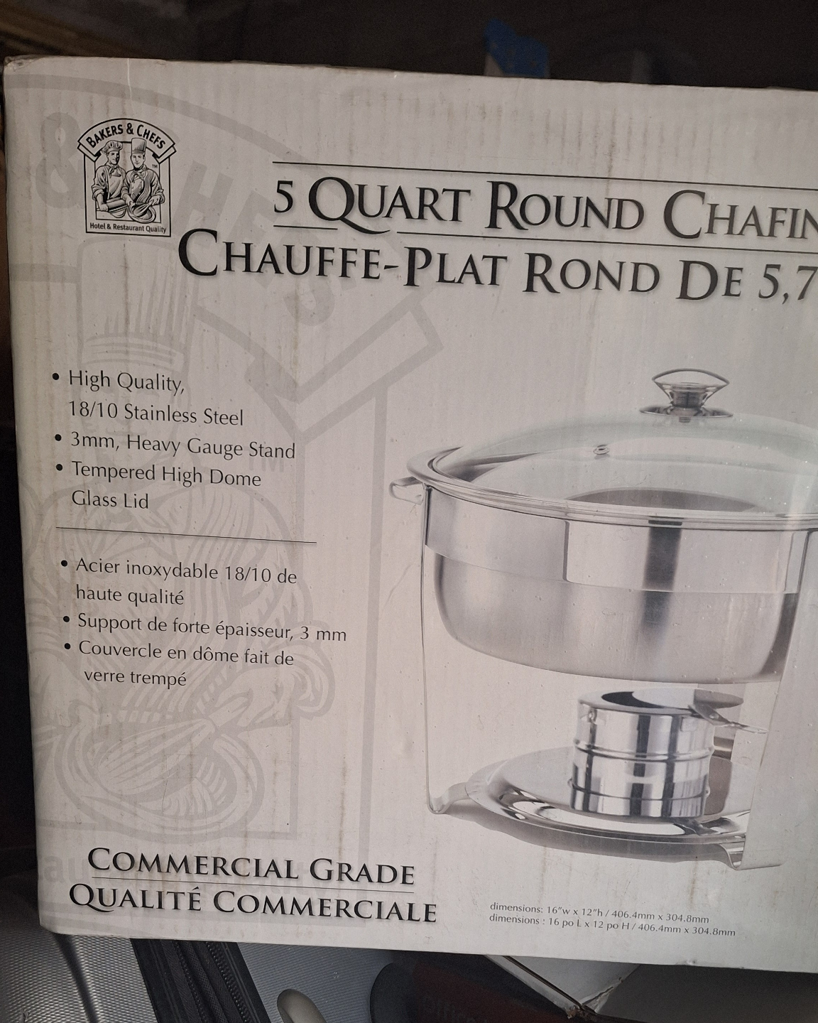 Bakers & Chefs 5 Quart Round Chafing Dish