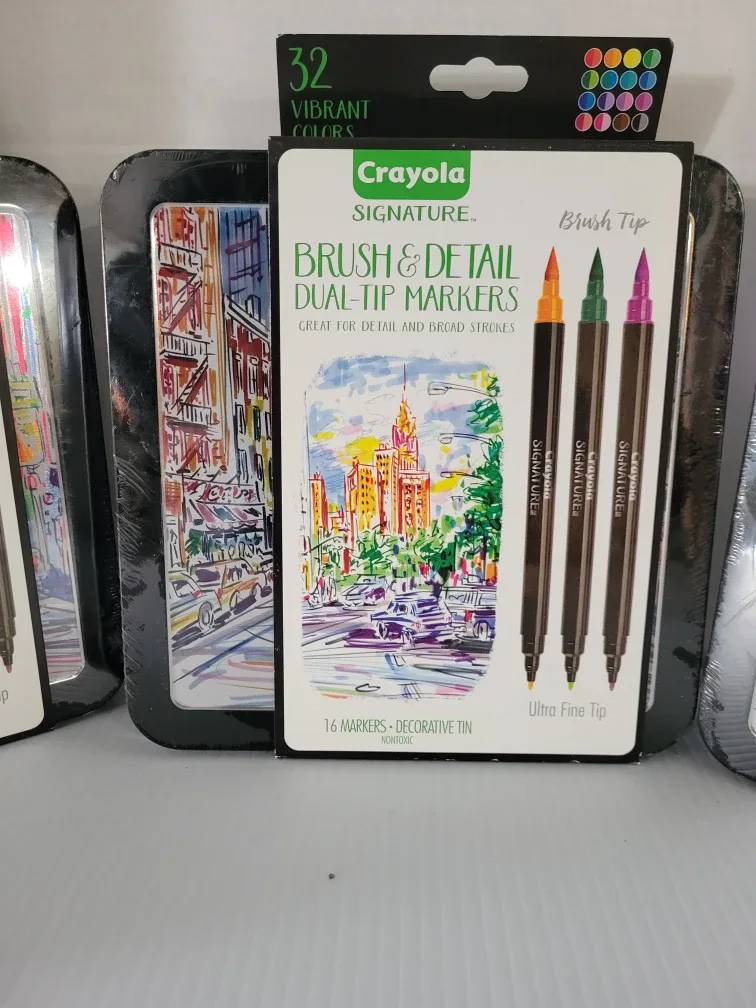 New Crayola Brush & Detail Dual-Tip Markers, 32 Colors