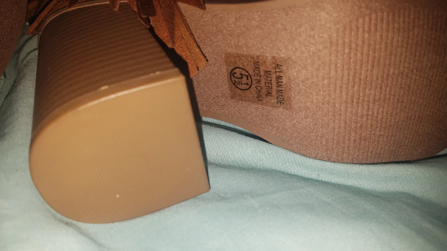 Faux Suede Western Fringed Zip Up Boots  Size 5.5 Never Worn image indicator(7)