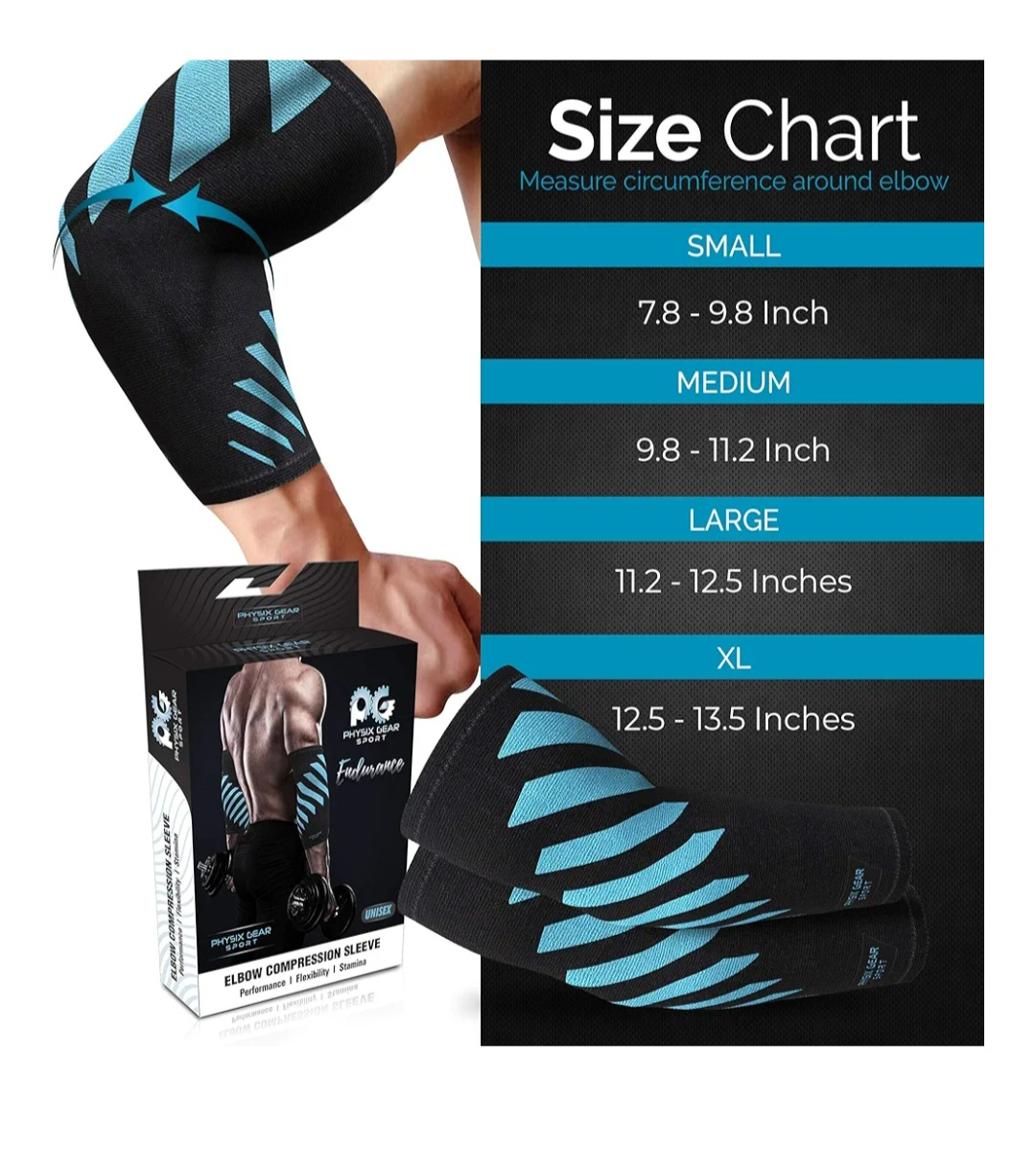 Physix Gear Sport Elbow Compression Sleeve, Size Medium - photo 3