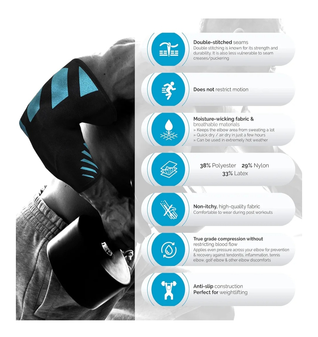 Physix Gear Sport Elbow Compression Sleeve, Size Medium - photo 5