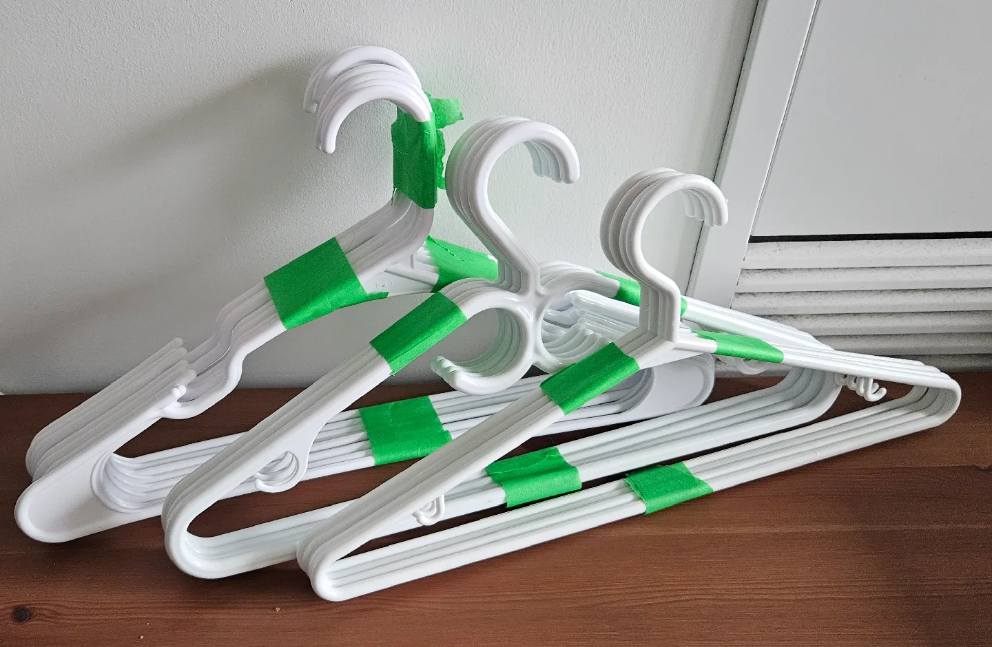 White Plastic Clothes Hangers - Set of 17