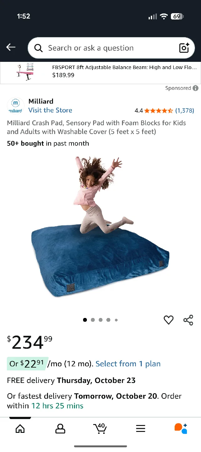 Milliard Crash Pad, Sensory Pad with Foam Blocks - Blue image indicator(5)