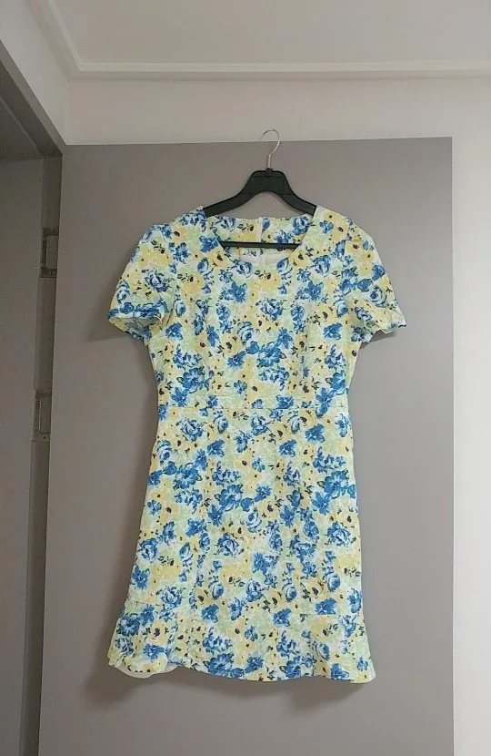 Floral Print Dress - Blue & Yellow thumbnail