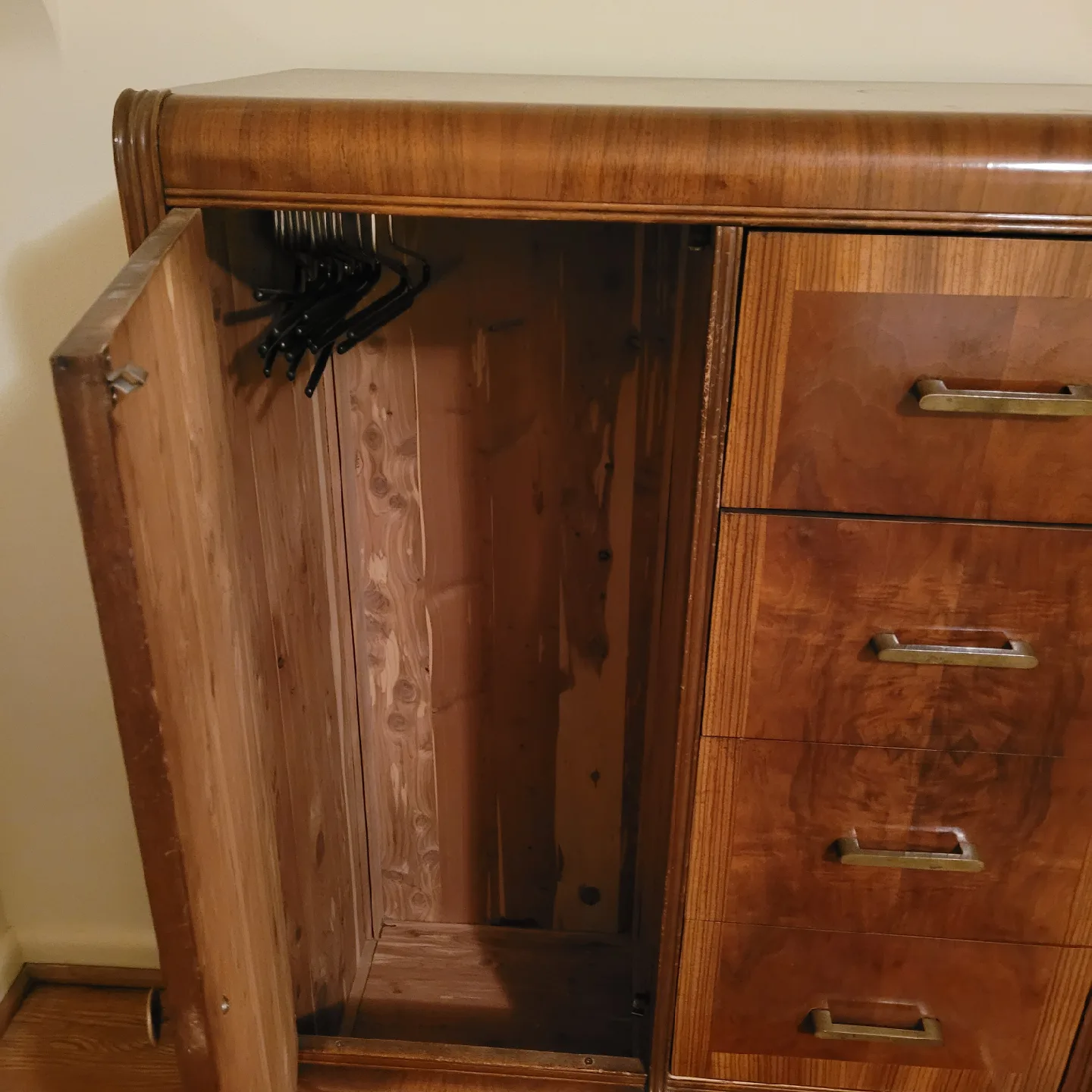 Antique Waterfall Bedroom Set - Armoire, Dresser, Nightstand image indicator(7)