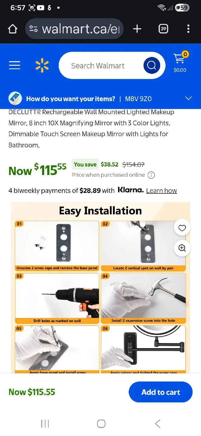 NEW 'Decluttr' 8" Wall Mounted LIGHTED Mirror, 1x/10x MAGNIFY image indicator(5)