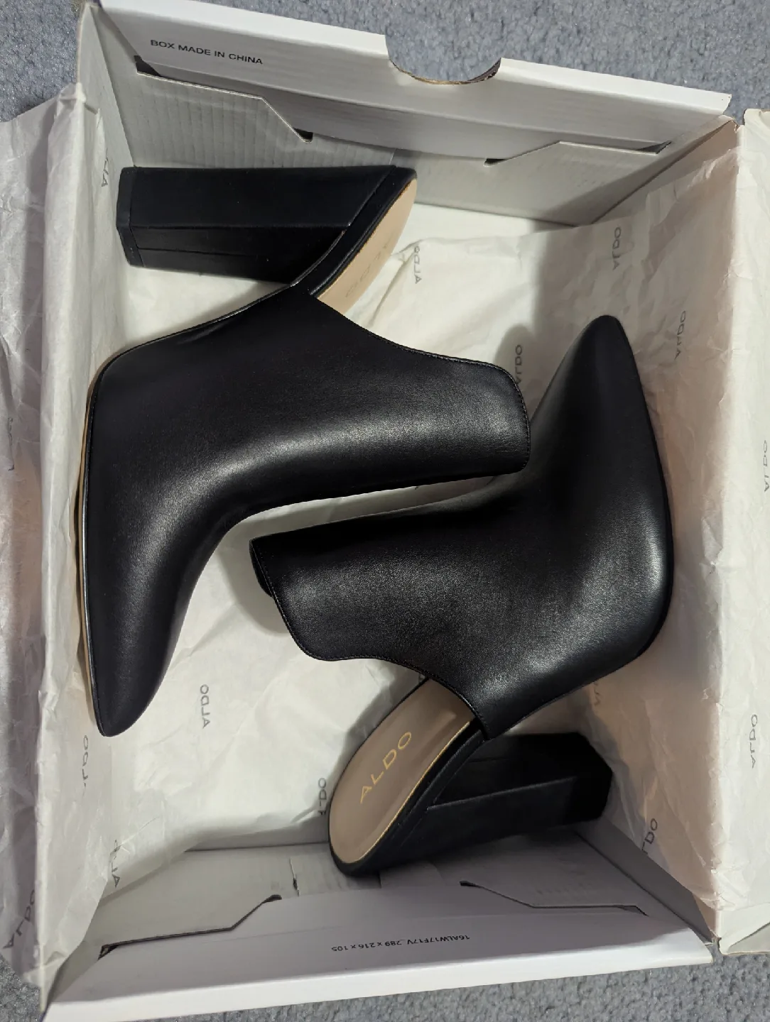 ALDO Black Leather Heeled Mules, Size 8 image indicator(3)