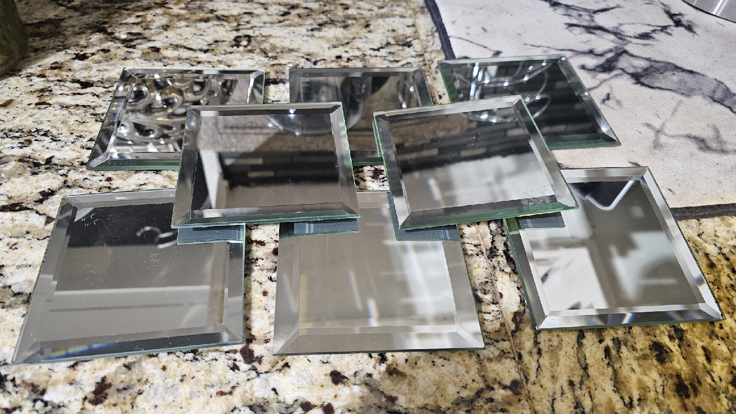 set of 8 mirror square coasters