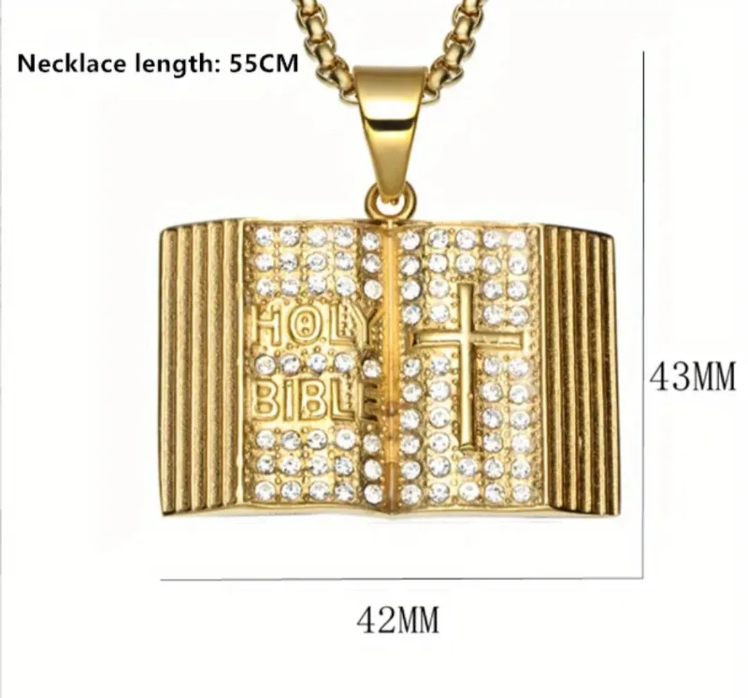 Gold Holy Bible Pendant Necklace image indicator(6)