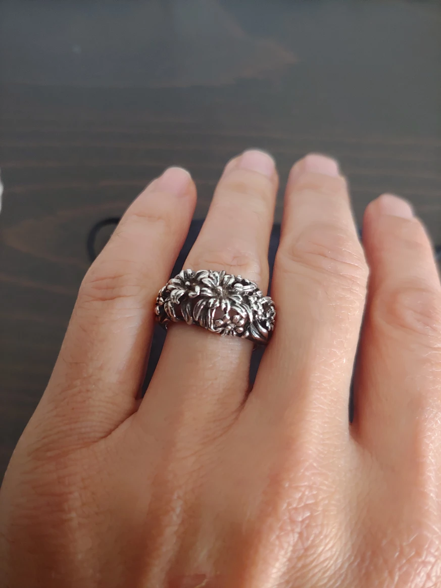 Floral Silver plated ring-size 6 - photo 2