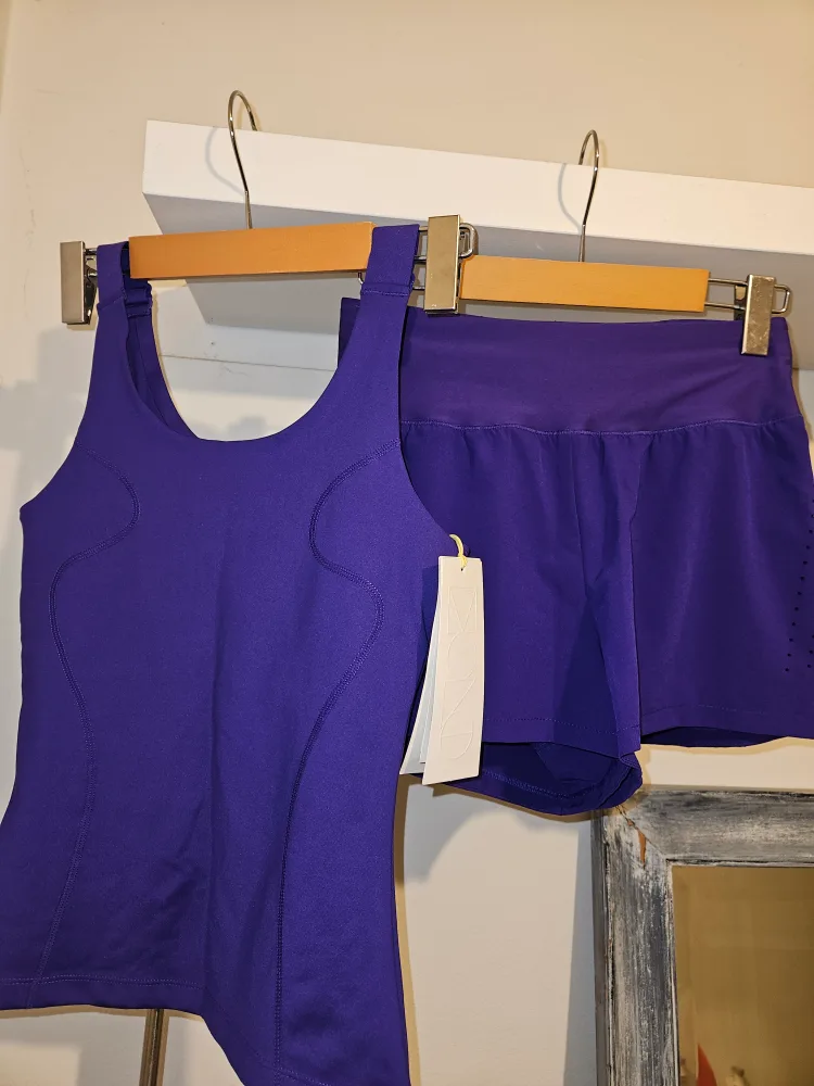 Purple Athletic Shelf-Bra Top & Short Set image indicator(2)
