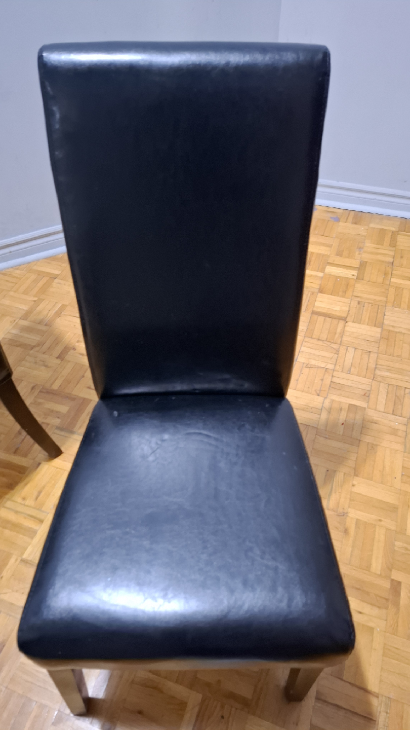 Round matt black wooden dining table with 3 black chairs - photo 5