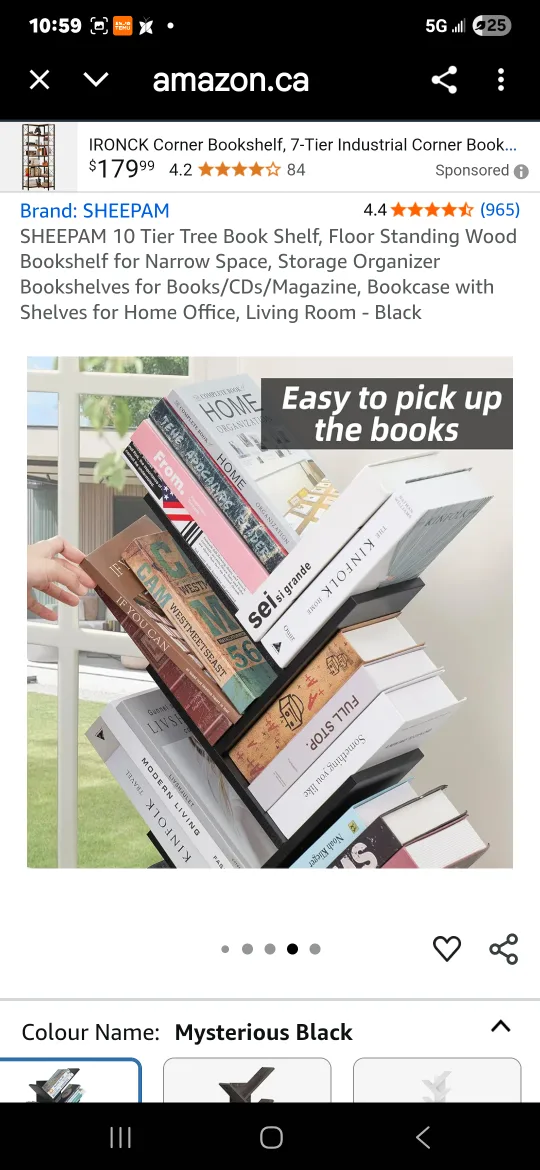 SHEEPAM 10 Tier Tree Bookshelf - Mysterious Black thumbnail