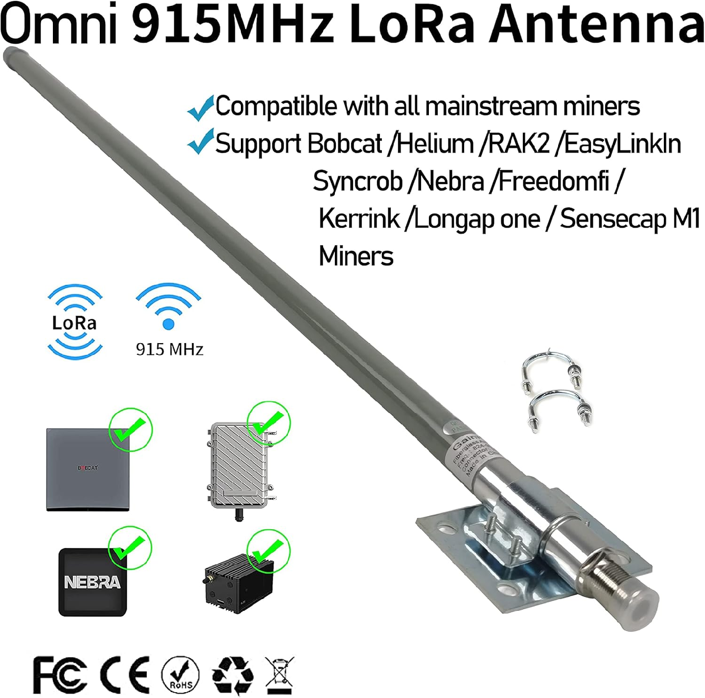 Lora Antenna for Meshtastic/Lora/Helium Gateway, 915mhz/ 10dbi - photo 2