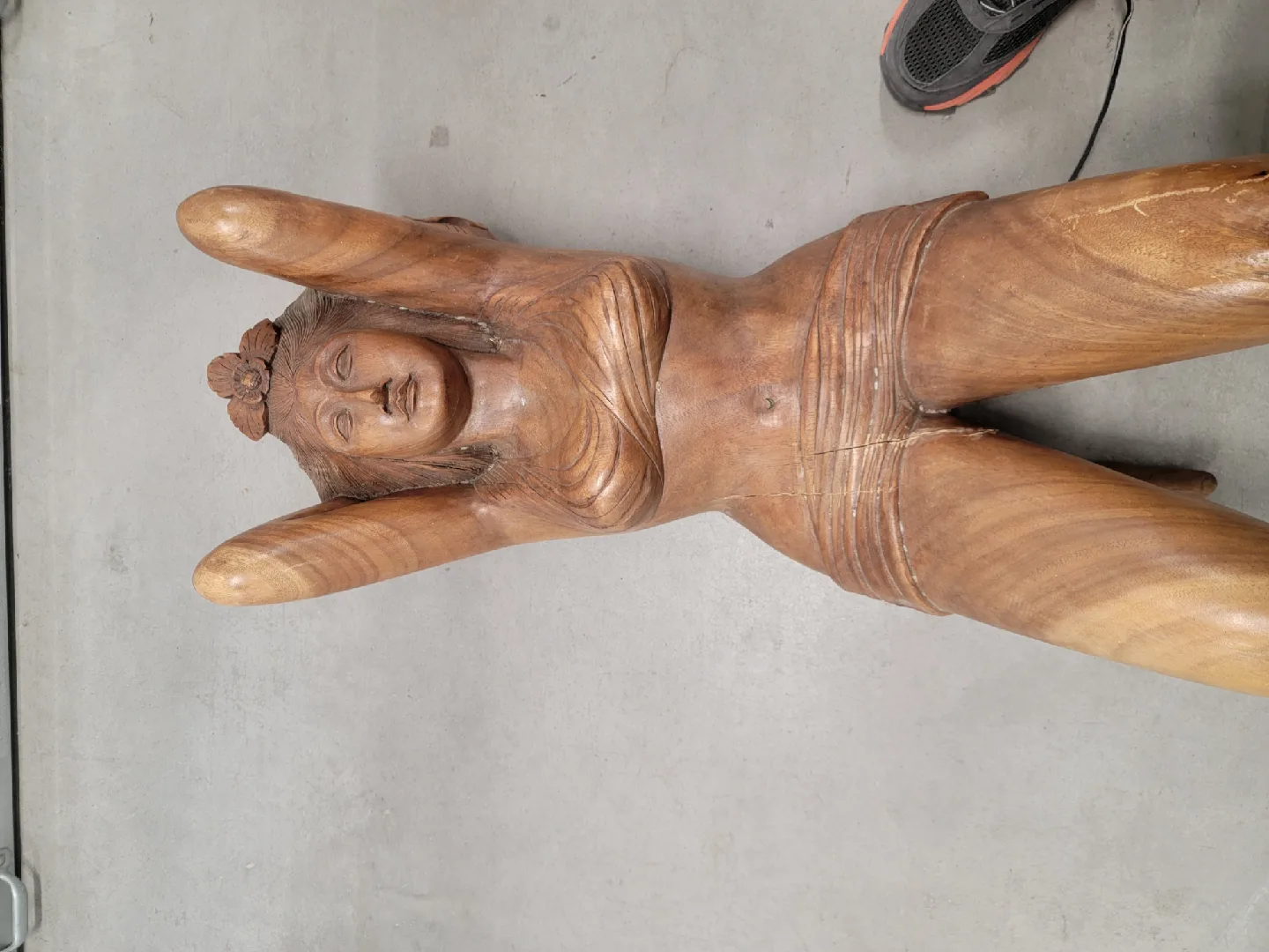 Unique Vintage Wood Hand-Carved Woman Sculpture Coffee Table image indicator(6)