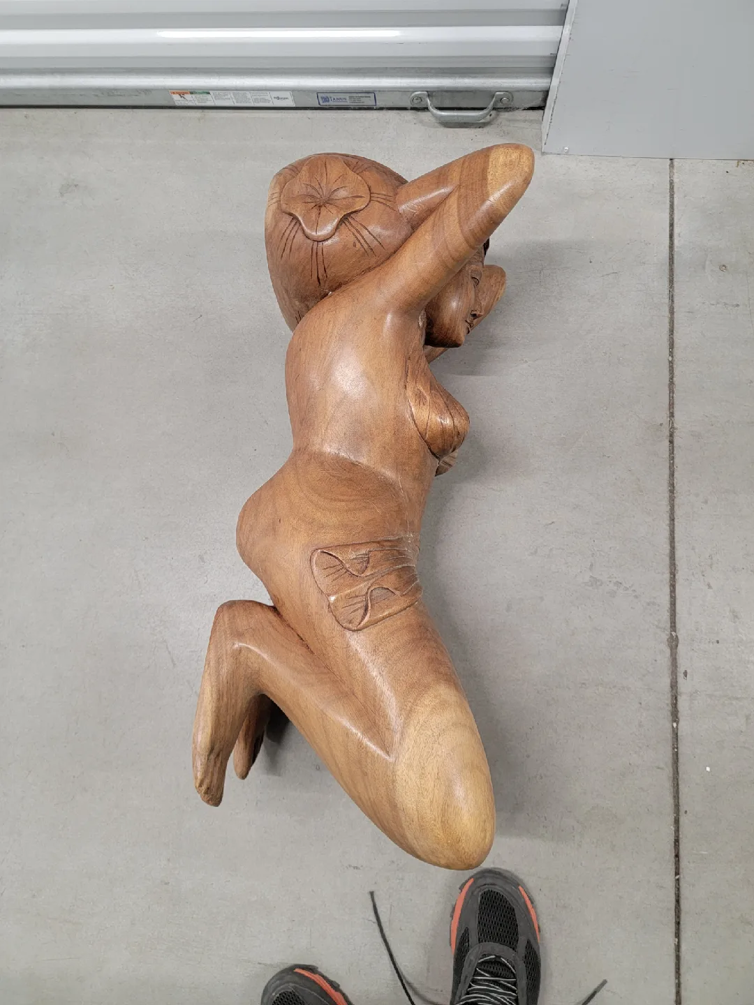 Unique Vintage Wood Hand-Carved Woman Sculpture Coffee Table image indicator(9)